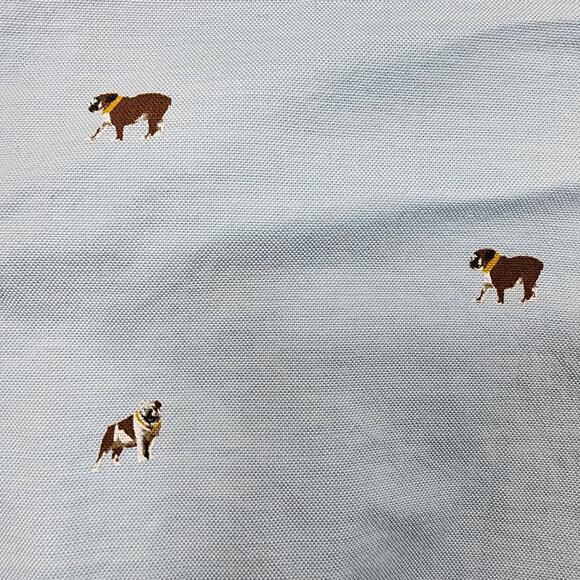 Club Room Mens Shirt Large Blue Dogs Bulldog Novelty Long Sleeve Button Up NEW - Picture 7 of 16